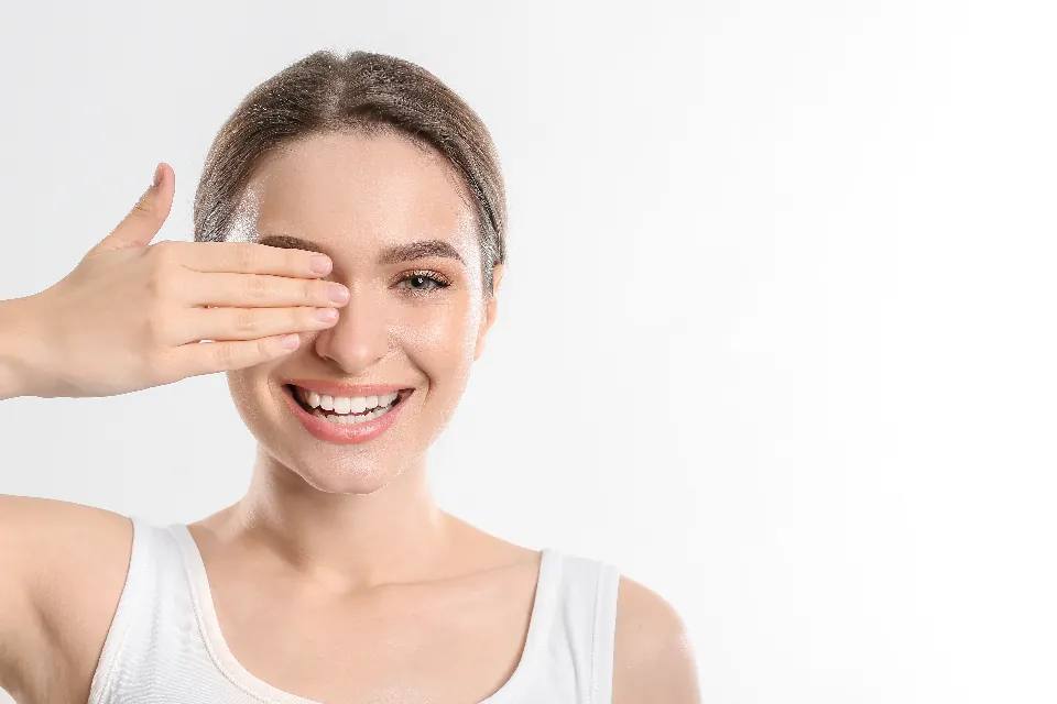 Persona sonriendo con dientes limpios